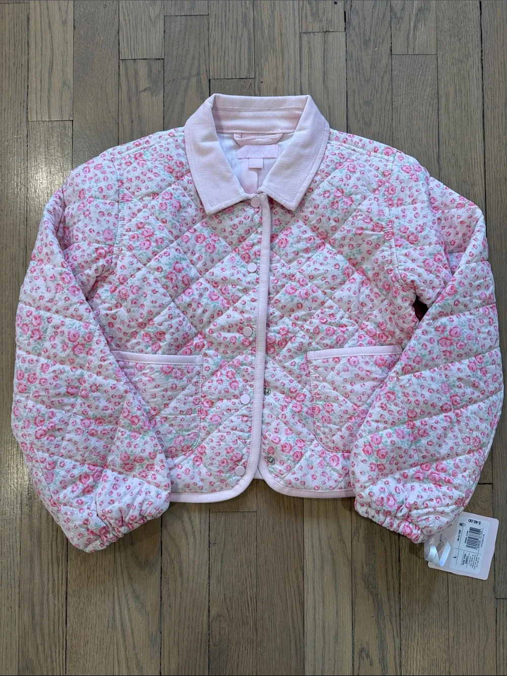 LoveShackFancy x Target Quilted Floral Pink Button-Front Jacket Size L